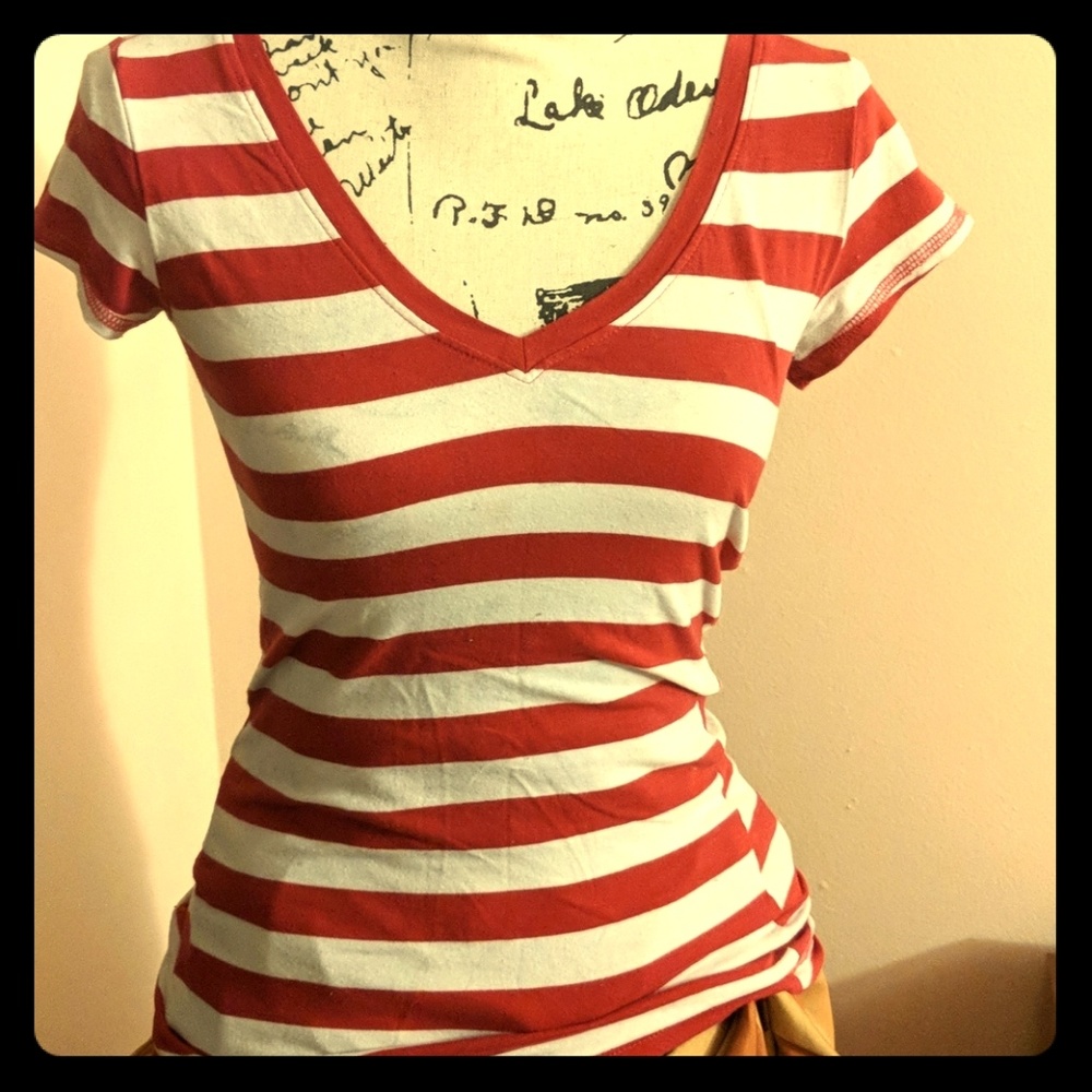 Red and White Striped T Shirt